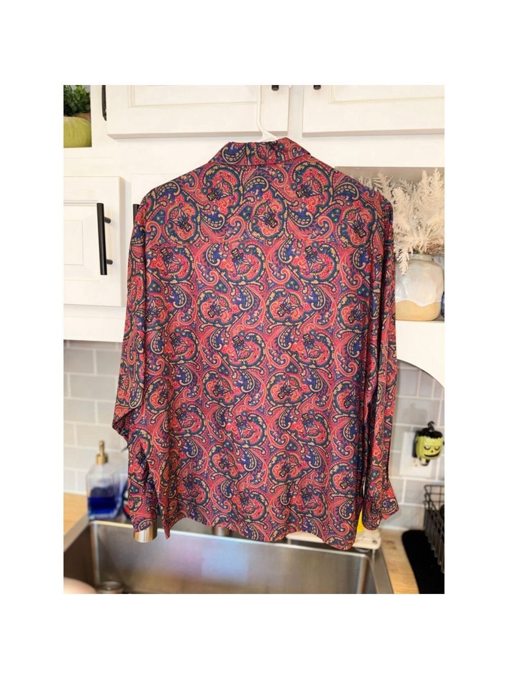 Vintage Izod paisley shirt size medium quality stitching 100% RayonHong Kong - Picture 6 of 15